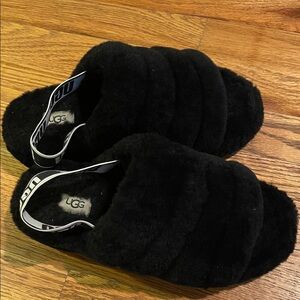 UGG Black Fluffy Slides
